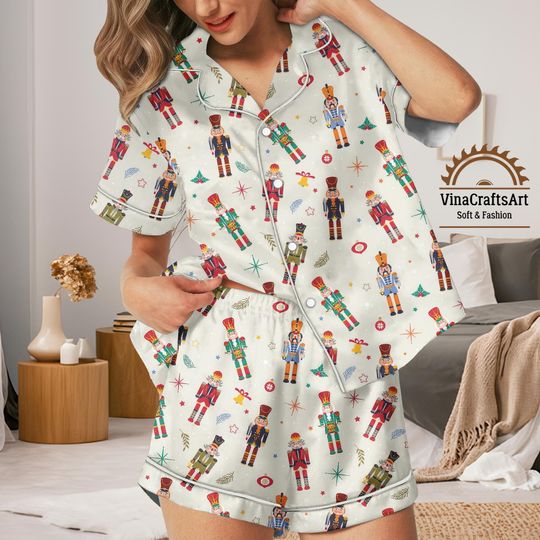 Nutcracker Christmas Pajamas Set, Holiday Short Long Sleeve Pajamas, Cute Nutcracker Sleepwear, Xmas Cozy Gift Set, Nutcracker Christmas Gift