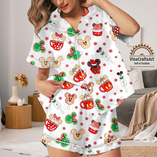 Discover Cute Holiday Treats Pajamas Set, Christmas Snacks Pajamas Set, Festive Cookie Mug Cupcake Sleepwear, Cozy Xmas Loungewear Gift