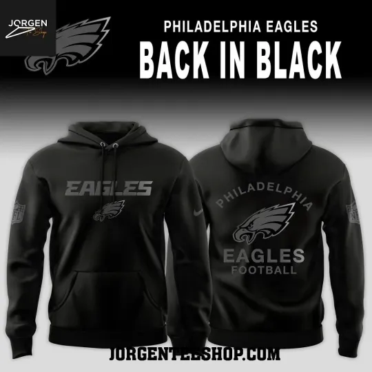 Philadelphia Eagle 2025 Back In Black Black Out 1990s Vibe Hoodie