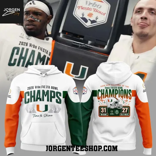 Discover Miami Hurricane Miami Hurricanes Vrbo Fiesta Bowl Champions 2026  Hoodie T-Shirt