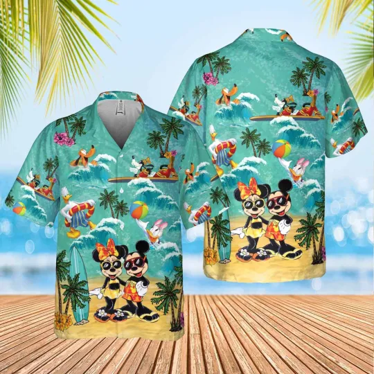 Discover Disney Summer Beach Mickey And Minnie Disney Aloha Hawaiian Shirt