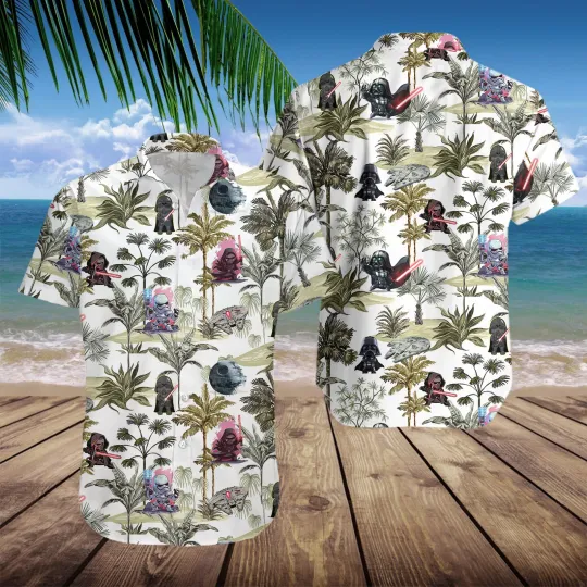 Discover Disney Star Wars Summer Beach Starwars Chibi Darth Vader Black Hawaiian Shirt