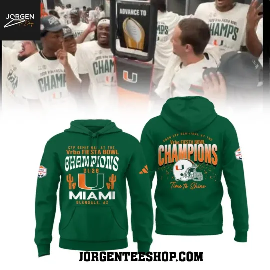 Discover Miami Hurricane C.F.P Semifinal Fiesta Bowl Champions 2026 Hoodie T-Shirt