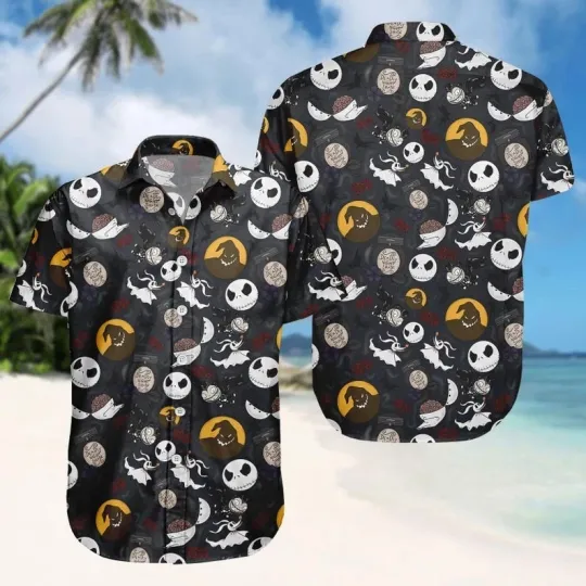 Discover Disney Nightmare Before Xmas Jack Skellington Zero Dog Hawaiian Shirt