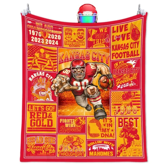 Discover Football Blanket 50"x60" City Football Lovers Fan Gear Gifts for Men Couch Bed