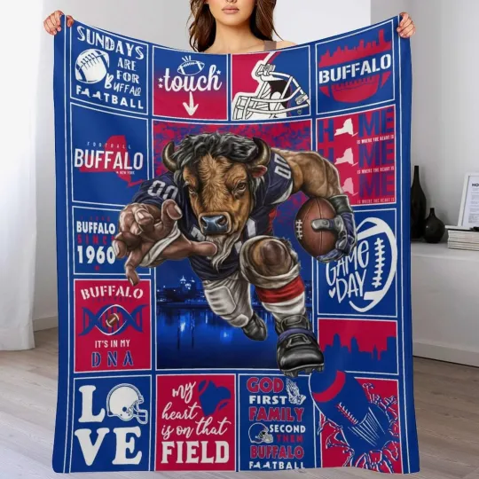 Discover Football Blanket Team Fans Gift with City Name for Men Women boy