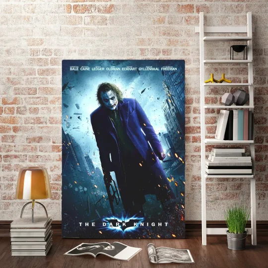 Dark Knight Heath Ledger Batman Movie Joker Poster Canvas Wall Art Decor