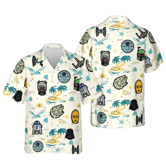 Discover Disney Star Wars Cartoon Character Heads Vintage Hawaiian Shirt