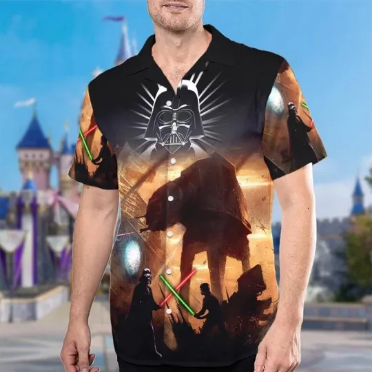 Discover Disney Star Wars Darth Vader At-At Walker Galaxys Edge Halloween Hawaiian Shirt