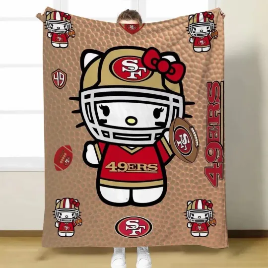 Hello Kitty 49ers Blanket San Francisco football Football Fleece Throw