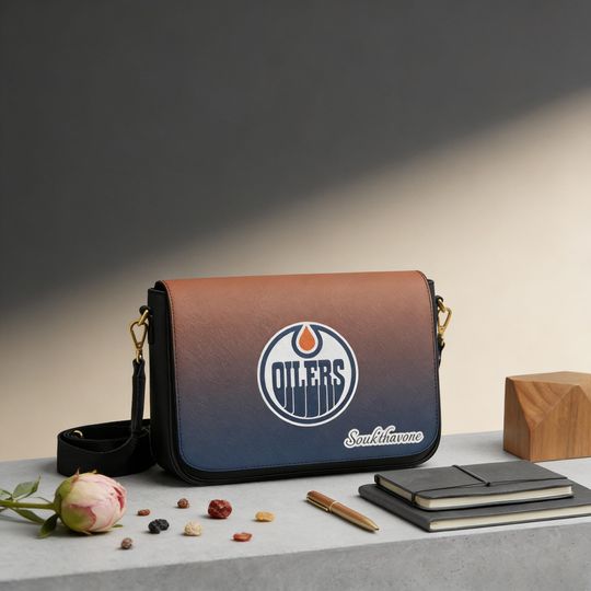 Custom Edmonton Oilers Messenger Bag for Men, Personalized Hockey Bag, Gift for Oilers Fans