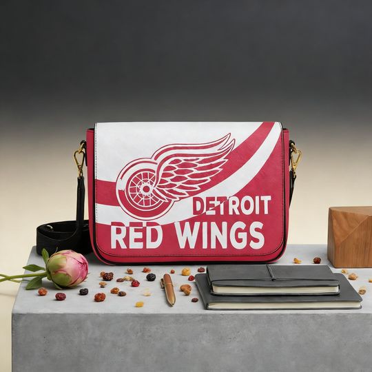 Discover Detroit Red Wings Custom Messenger Bag, Unique NHL Fan Gift with Personalized Name