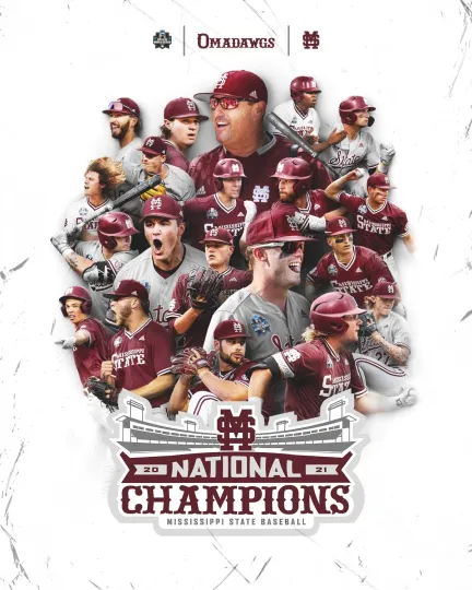 Discover Mississippi State Bulldogs 2021 Baseball Champions Poster
