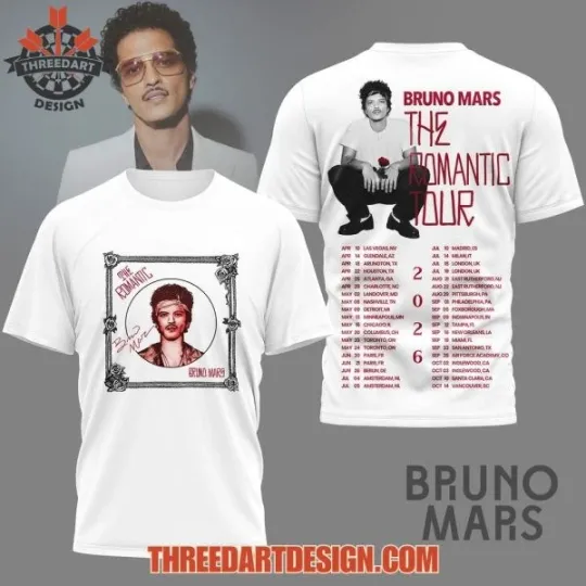 Discover Bruno The Romantic Tour 2026 T-Shirt 3D
