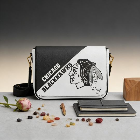 Discover NHL Chicago Blackhawks Custom Name Bag, Personalized Hockey Messenger Bag, Fan Gift for Him