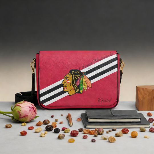 Discover Personalized Chicago Blackhawks Messenger Bag, Custom Name NHL Hockey Gift for Blackhawks Fans, Stylish Crossbody Shoulder Bag