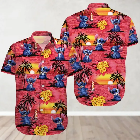 Discover Disney Tropical Aloha Shirt Lilo And Stitch Sunset Beach Hawaiian Shirt