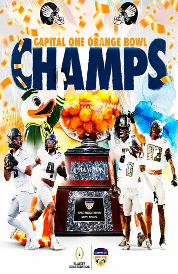 Discover Oreg ducks CFP Orange Bowl Champions Poster 11 x 17 Inches Oreg ducks