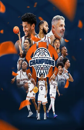 Discover Auburn Tigers SEC Basketball Champions Poster 2025 11 x 17"