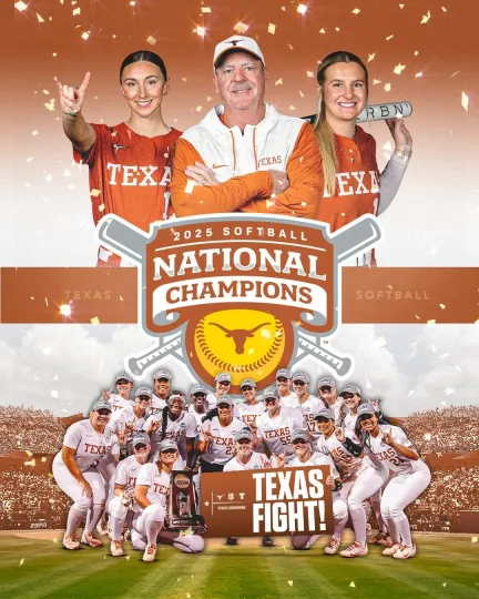Texas Longhorns 2025 Softball College World Series Champions Poster 11 x 17 "