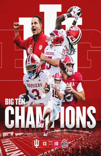 Discover Indiana Hoosiers BIG10 Champions Poster 11 x 17 Inches Indiana BIG10 Champions 4