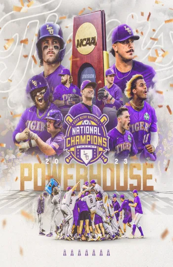 Discover LSU Tigers 2023 Baseball College World Series Champions Poster Vertical