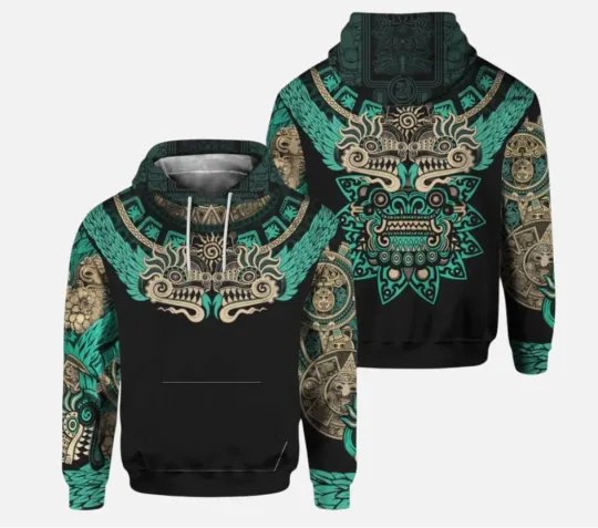 Mexico Aztec Quetzalcoatl Skull 3D All Over Print Hoodie