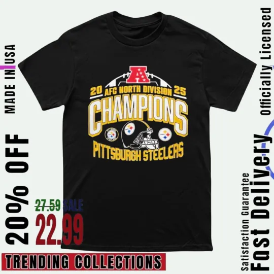 Discover Pittsburgh Steeler 2025-26 A.F.C North Helmet T-Shirt Reprint S-5XL