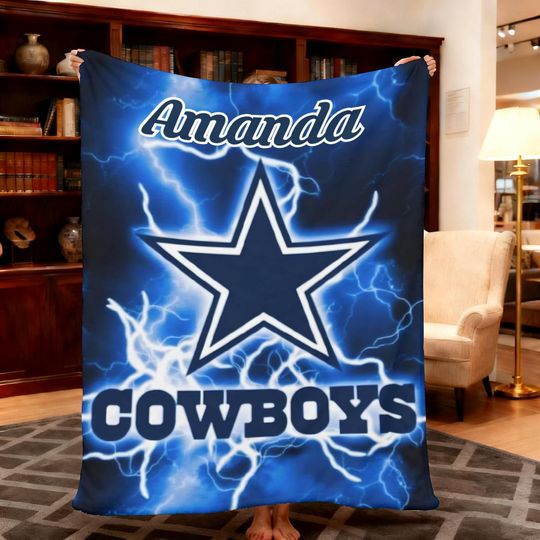 Discover Personalized Football Blanket-Custom Flannel Cowboys Blanket Gift For football Player
