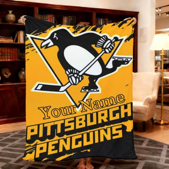 Discover Personalized Hockey Blanket-Custom Flannel PITTSBURGH PENGUINS Blanket Gift For football Player