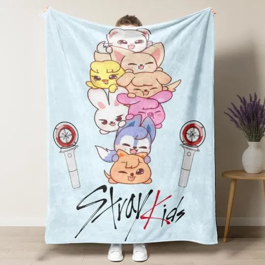 Discover Cute Cartoon Print Soft Warm Blanket for Home Travel Gift