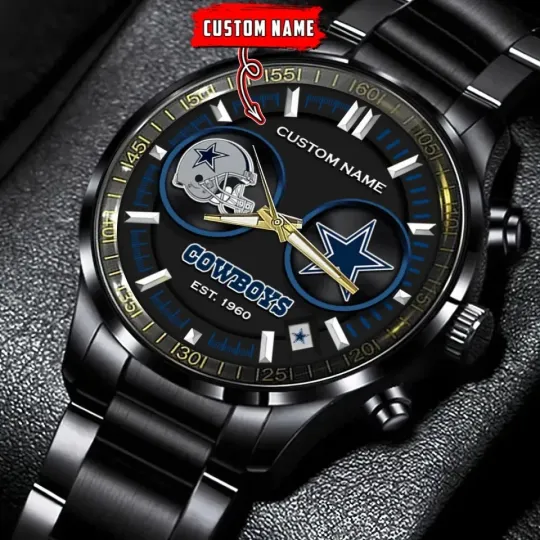 Discover Personalized Dallas Football Team Cowboyss Steel watch, unisex adults