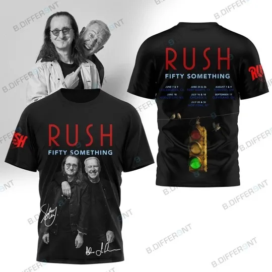 Discover Rush 2026 Fifty Something Tour 3D T-Shirt Rock Band Graphic Tee Men Women
