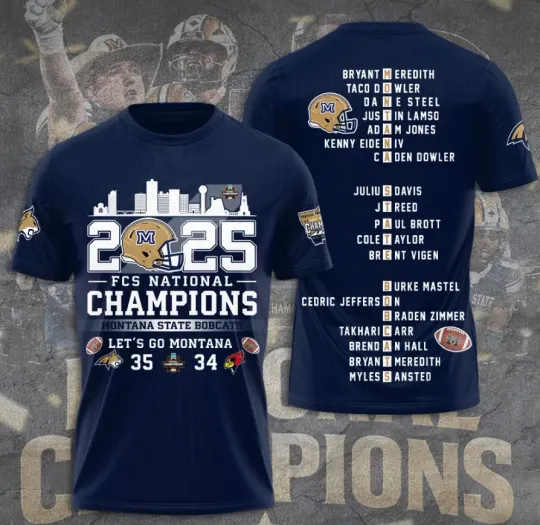 Discover Monta-Na Statee1 Bobcatt Football 3D T-Shirt Fullsize Xs-5Xl