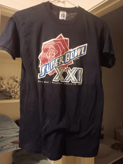 Discover Vintage Super Bowl XXI Navy T-Shirt Pasadena 1987 football Football