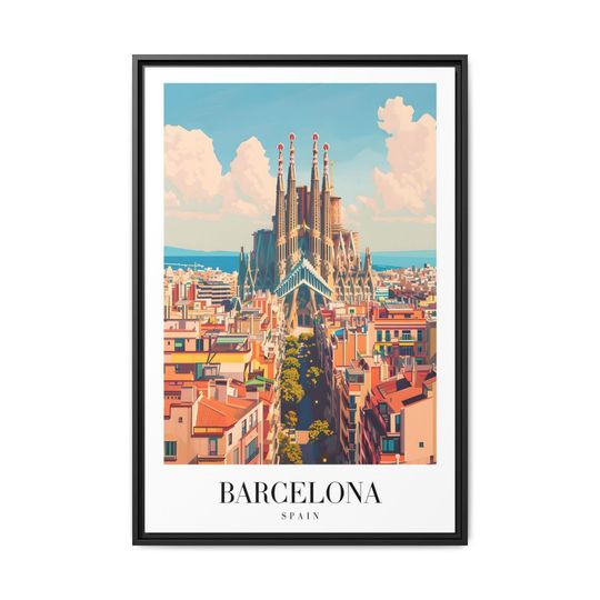 Discover Barcelona Spain Art Print Vertical Wall Poster
