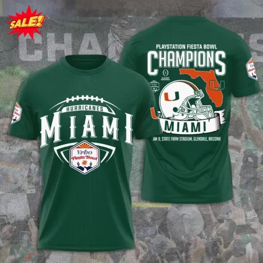 2026 Miami Hurricane Football 3D Tee