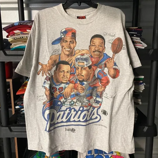 Discover 1993 Big Head New England PAtriots football Football Caricature Shirt S-5XL