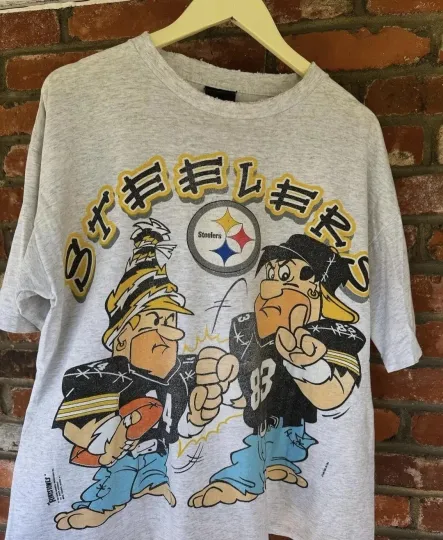 Discover Pittsburgh Steeler football Football cartoon short sleeve ash color shirt Reprint