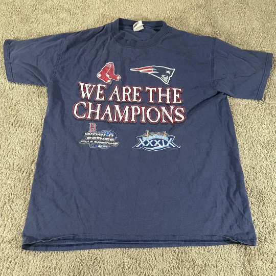 Discover Vintage Boston Red Sox New England Patriots Shirt Mens MLB football Champions 2004