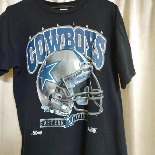 90s football Dallas Cowboys Football Helmet Rare Design Black T shirt Reprint