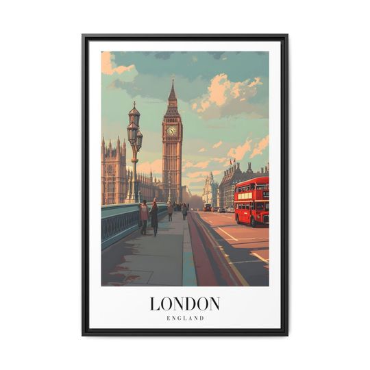 Discover London Travel Poster, England Wall Art, Cityscape Print