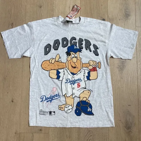 Discover LA Dodgers MLB Flintstones Los Angeles Dodgers Baseball T shirt 90s
