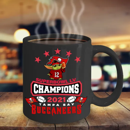 Discover Tampa Bay Buccaneers Yoda Brady Super Bowl LV Champs Black Coffee Mug Gift