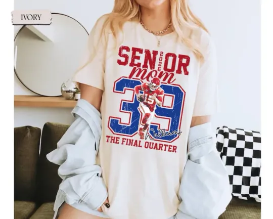 Discover Custom Senior Football Mom T Shirt, Custom Football Player Portrait Shirt 2026