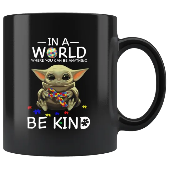 Discover AUTISM Baby Yoda Star Wars Cute Yoda AUTISM Fun Black Coffee Mug Gift
