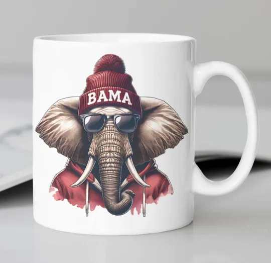 Discover Albm Mascot coffee mug stating, "BAMA"