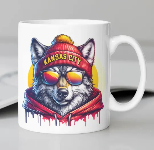 Kansas City Chiefs Mascot coffee mug stating "Kansas City"