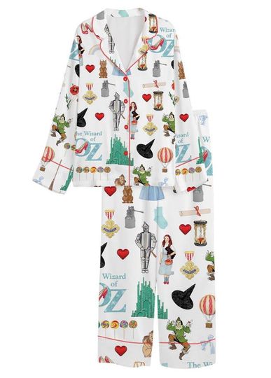Wizard of Oz Pajama Set for Adults, Classic Movie Sleepwear