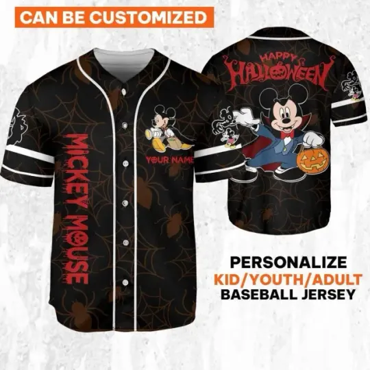 Discover Custom Disney Halloween Mickey And Friends Vampire Baseball Jersey